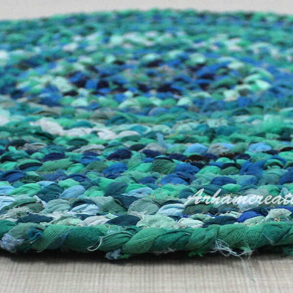 Blue Round Rug Etsy