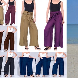 Boho Pants - Solid Print - Navy Blue, Open Flow Beach Pants, Comfy Wrap Pants, Festival Pants, Hippie Pants, Open Legs Trousers