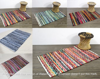 2x3 ft Colorful Handloom Cotton Chindi Area Rug multi color Home Decor Rugs cotton area rugs Round Rug Home Decor Rag Rug Area Rug