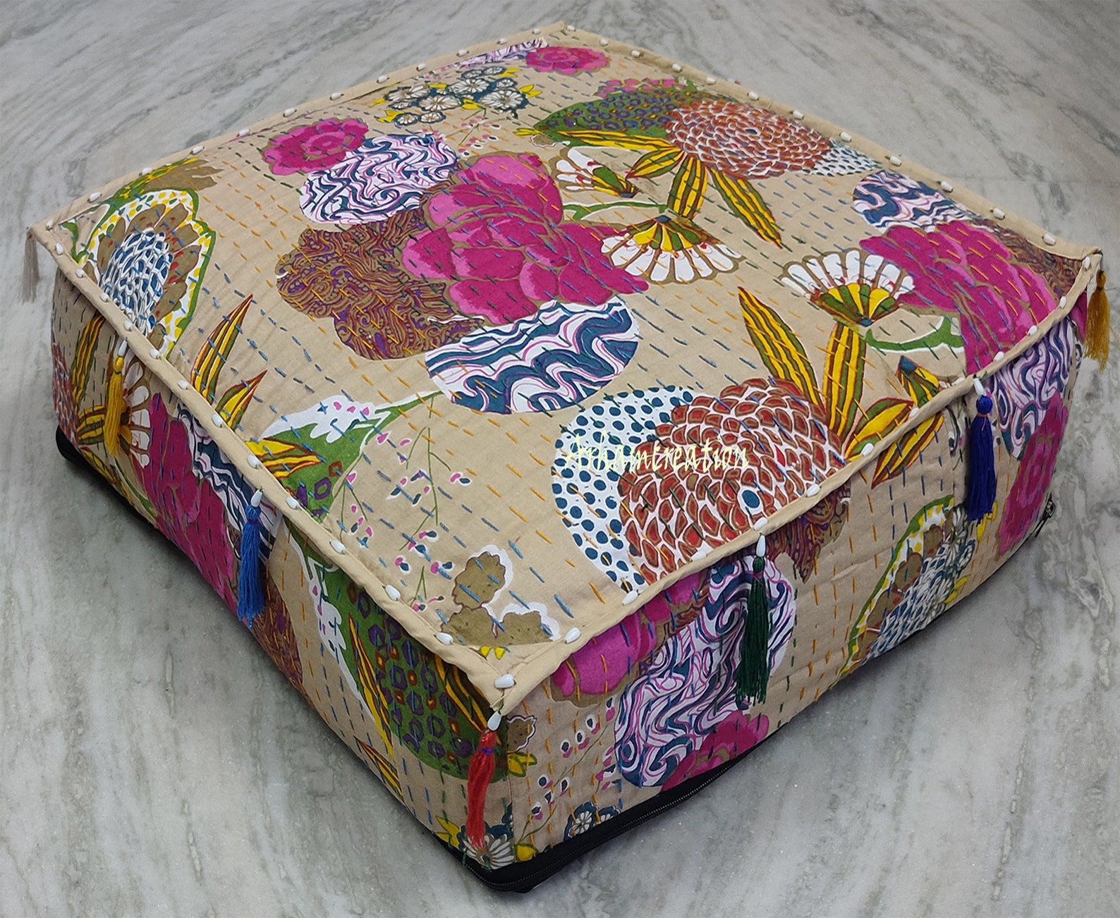 New 40 Square Pouf Ottoman Cover 18 Decorative Etsy