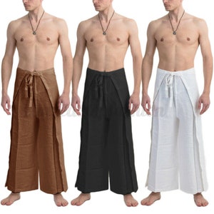 Cotton Pant/ Hippie Mens Palazzo Pant, Wrap Tie Art To Wear Casual , cotton Wrap Pants, Unisex Harem, Slit Pants, Trousers Festival/ Beach image 1