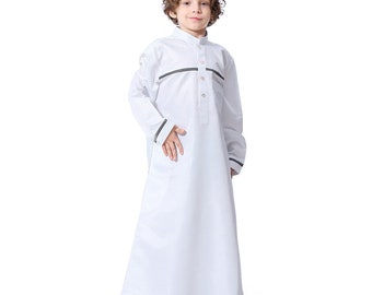 Stylish Kids Muslim Thobe, Jubbah, Jubba, Thoab, Boys Daffah Thobe Islamic Arab Kaftan Jubba Saudi Clothes, Kaftan, Kaudura Qamees, Saudi