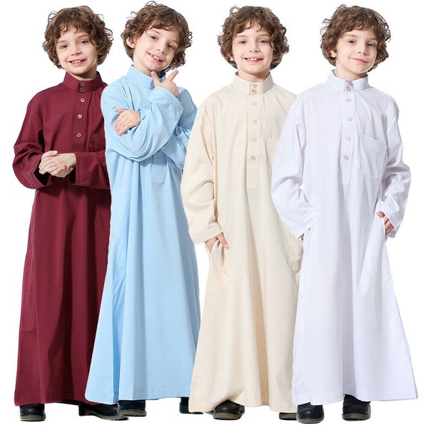 Jubbah, Jubba, Thobe, Thoab, Kaftan, Kaudura Qamees, Enfants saoudiens, Garçons musulmans Daffah Thobe Caftan arabe islamique Jubba Vêtements saoudiens
