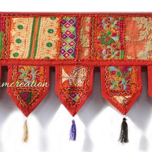 Bohème Toran Porte indienne Toran / Tapisserie murale Boho Masala cantonnière de porte faite main, porte colorée décoration de fenêtre décoration murale hippie image 2