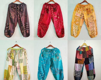 Handmade Patchwork Rayon Pant, Women’s Summer Harem Pants, Festival Clothing-Boho pants, Hand Dyed Patchwork Harem Pants with Pockets,