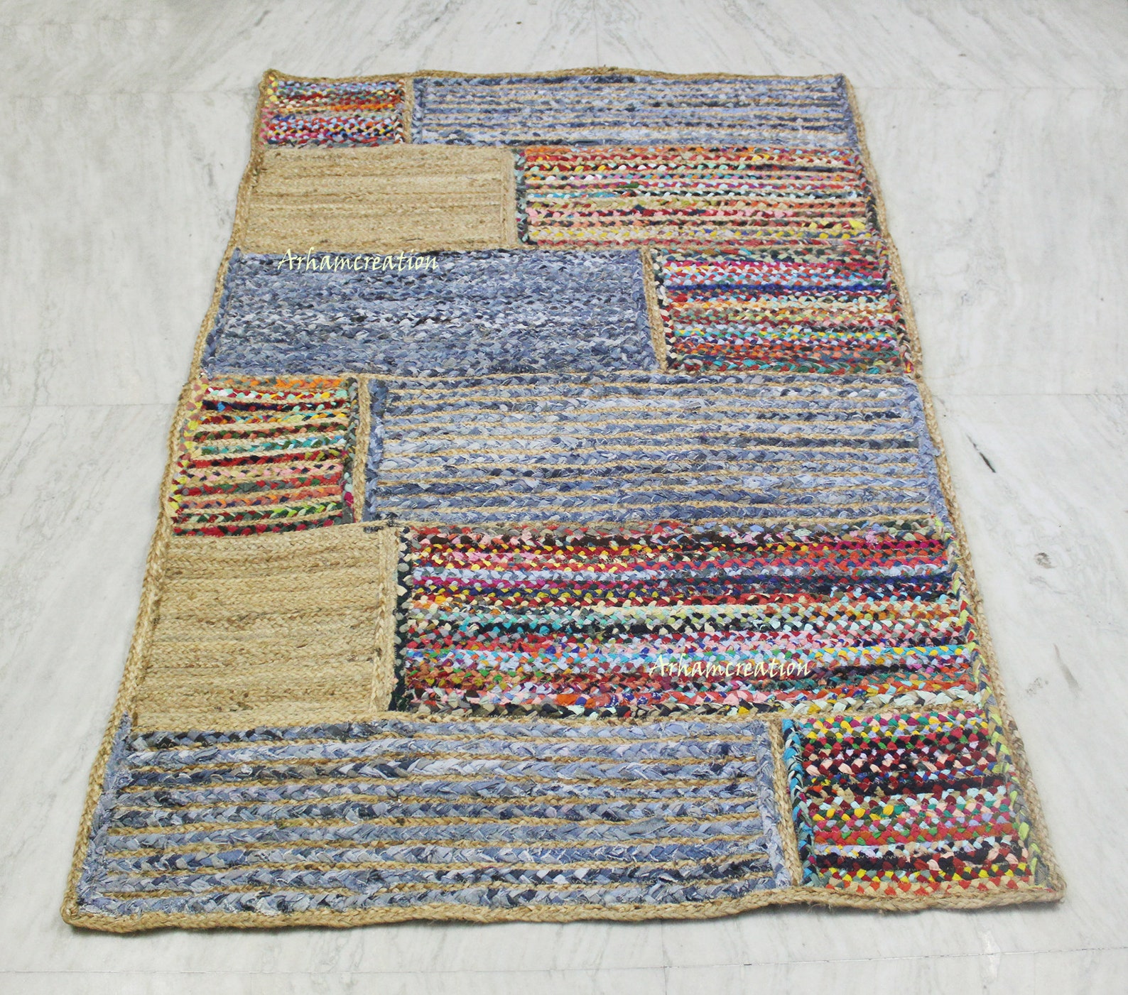 Indian Handmade Patchwork Style Rug Rectangular Rugs for Home Etsy