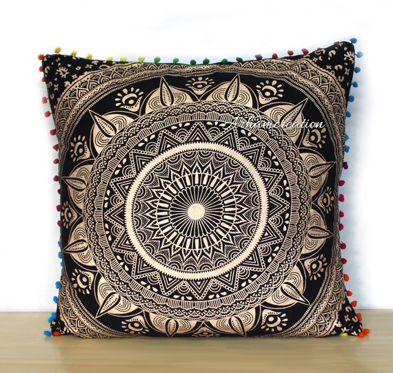 24 Square Cushion Cover Handmade Mandala Pillow Cover 26x26