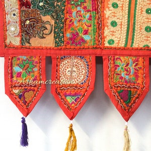 Bohème Toran Porte indienne Toran / Tapisserie murale Boho Masala cantonnière de porte faite main, porte colorée décoration de fenêtre décoration murale hippie image 6