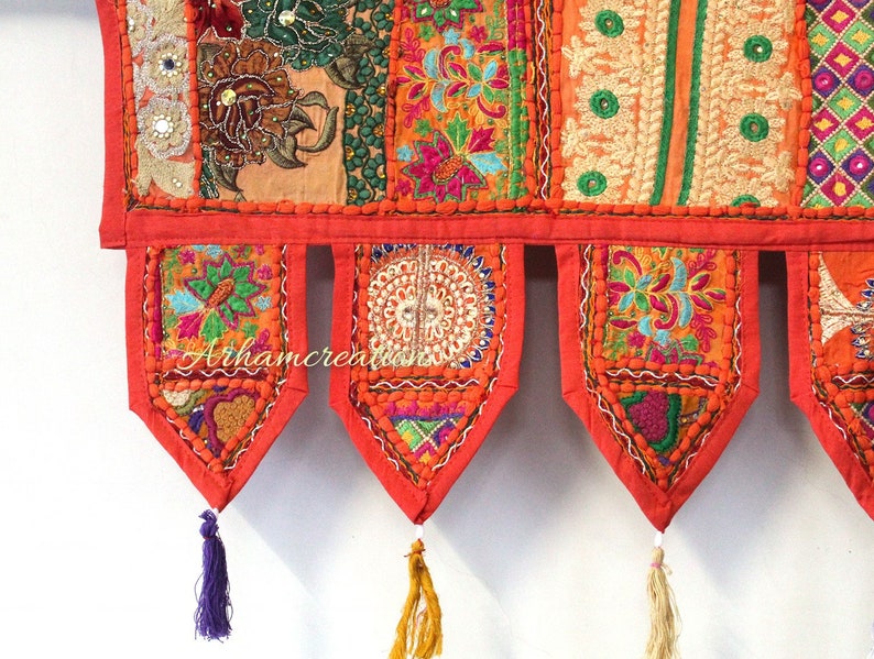 Bohème Toran Porte indienne Toran / Tapisserie murale Boho Masala cantonnière de porte faite main, porte colorée décoration de fenêtre décoration murale hippie image 6