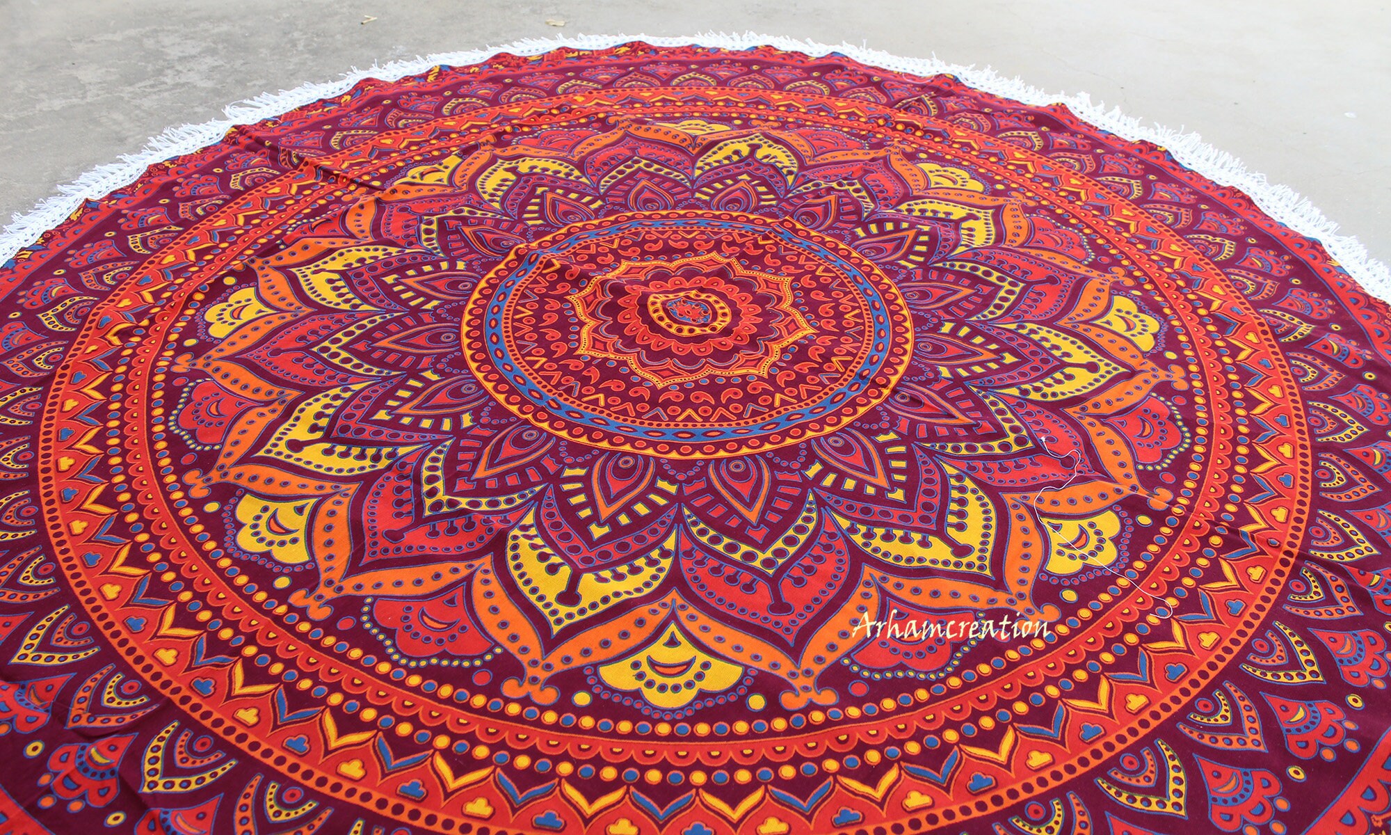 Cotton Tapestry Round Wall Hanging Tapestry Table Cloth Beach Etsy