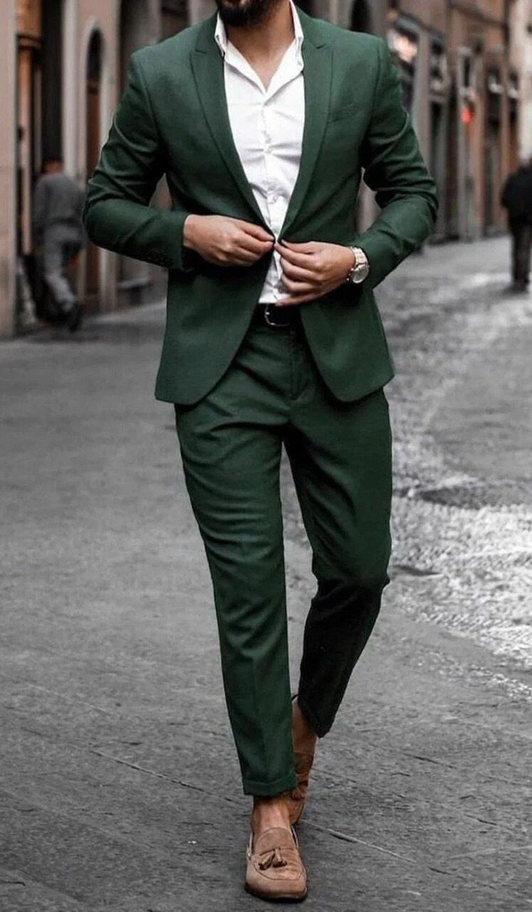 Bottle Green Coat Pant for Men Stylish Tuxedo Suit in Premium Etsy