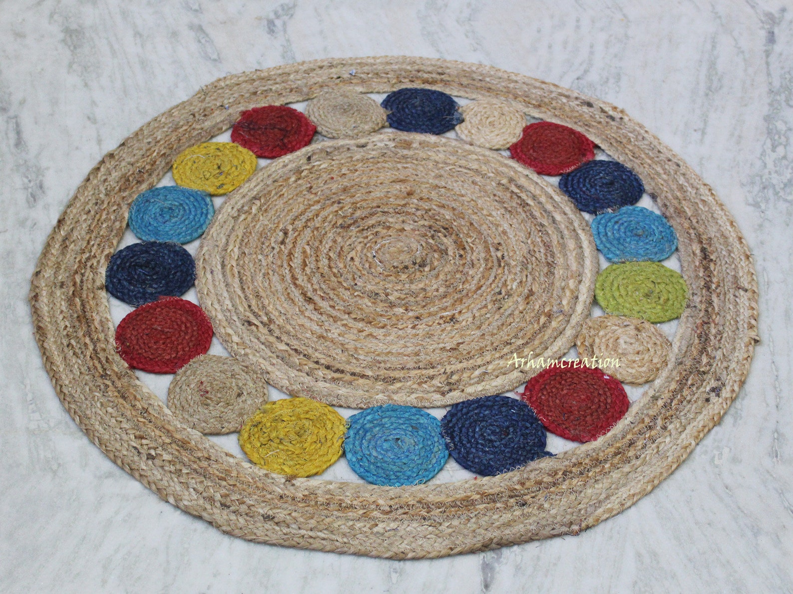 5x5 Ft. Round Table Rug in Palm/hemp Rug/rug/area Rugs/floor Etsy