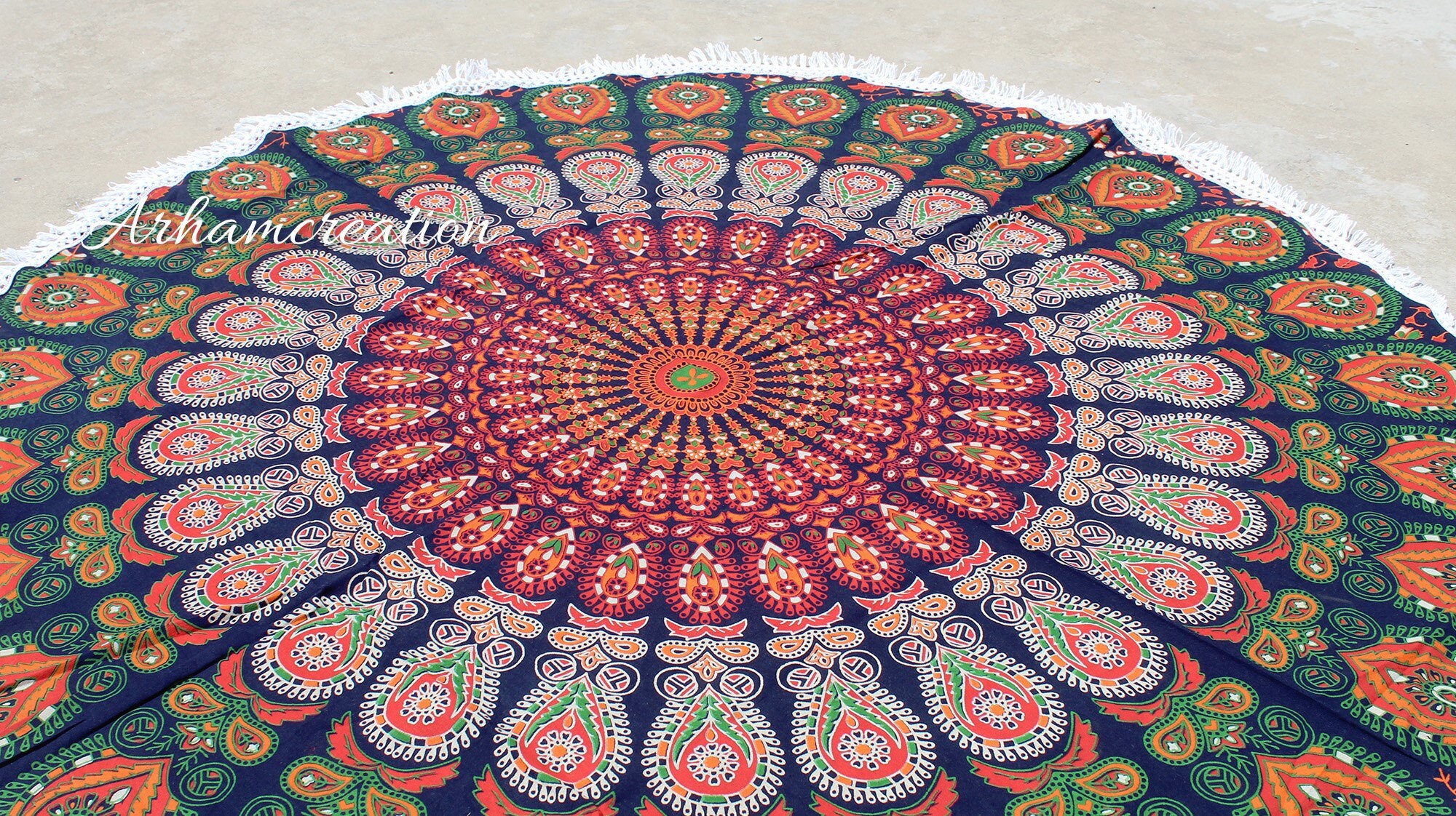 Cotton Tapestry Round Wall Hanging Tapestry Table Cloth Etsy