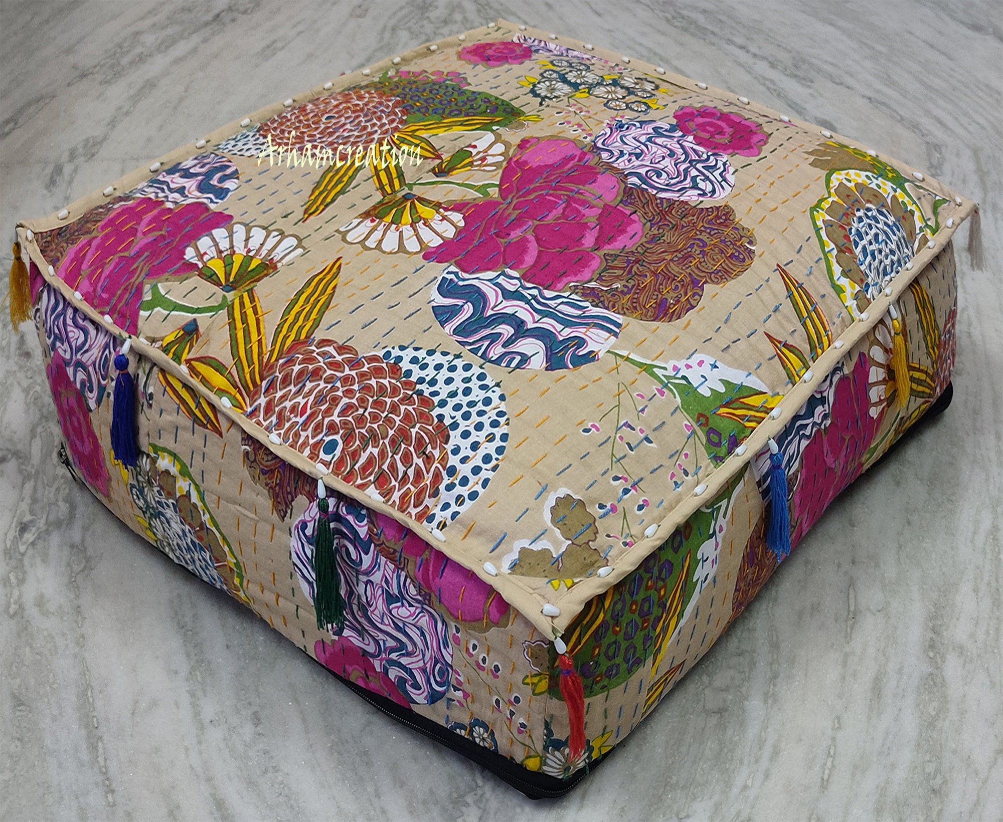 New 40 Square Pouf Ottoman Cover 18 Decorative Etsy