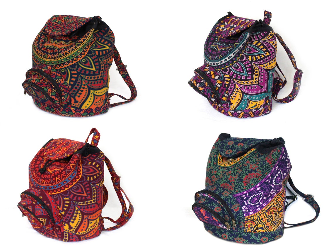 Fashion Backpack Hippie Cotton Backpacks Multi Floral Etsy
