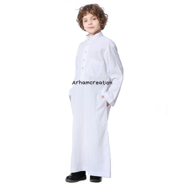 Muslim Kids Thobe, Jubbah, Jubba, Thoab, Boys Daffah Thobe Islamic Arab Kaftan Jubba Saudi Clothes, Kaftan, Kaudura Qamees, Saudi Kids