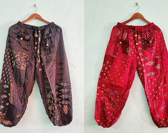 2 pc Hippie Patchwork Harem Pants | Unisex Men’s Women’s Festival Pants, Recycled Eco Patch Bohemian Handmade yoga pant- buy 1 get 1 free