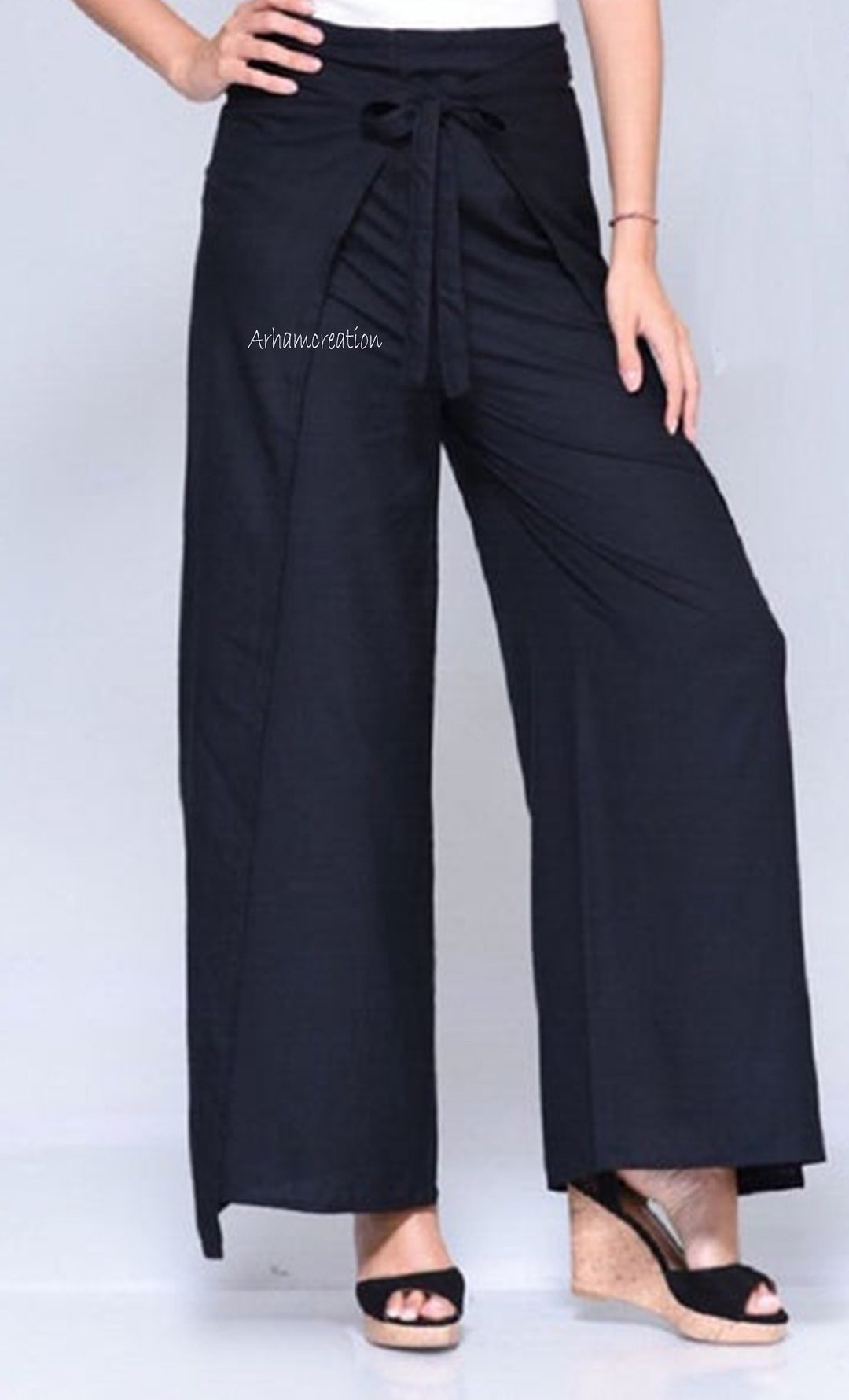 Cotton Pant/ Hippie Women's Palazzo Pant, Wrap Tie Art to Wear Casual ...