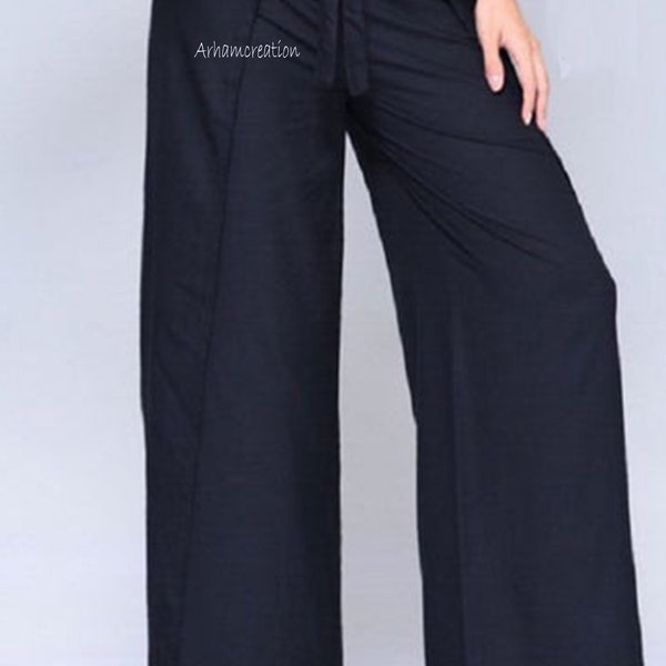 Cotton Pant/ Hippie Women's Palazzo Pant, Wrap Tie Art To Wear Casual , cotton Wrap Pants, Women Harem, Slit Pants, Trousers Festival/ Beach