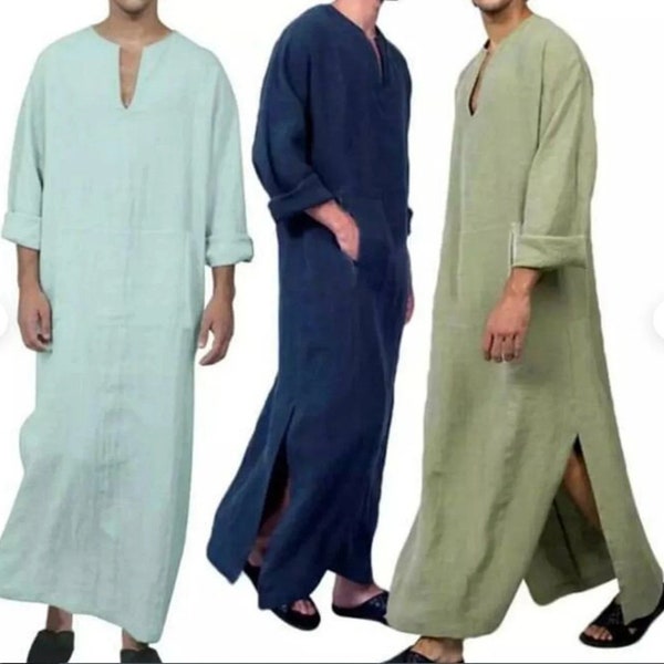 Indian Handmade caftan long kaftan stylish Men Robe Traditional Muslim Costumes Islamic Men Outfits Long Hand Dyed kaftan Dubai Arab Jubba