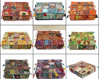 All Colors Cushion Covers, Puffy Cushion Cover/- Decorative Cotton Patchwork Cushion Pillows Covers/- All Size Floor Decor Unfilled Cushions