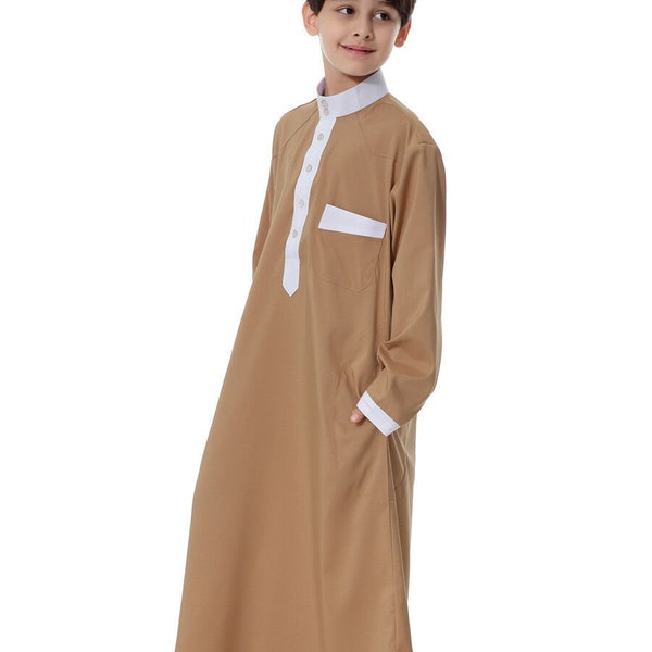 Muslim Kids Thobe, Jubbah, Jubba, Thoab, Boys Daffah Thobe Islamic Arab Kaftan Jubba Saudi Clothes, Kaudura Qamees, Saudi Kids