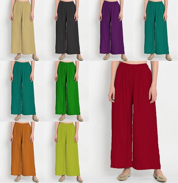 FREE SHIPPING XXL Women's Pants, Palazzo Pant, Relaxed Fit Pants, L Size Rayon  Pant, Hosen Indian Style Regular Wear,indian Rayon M Trouser 