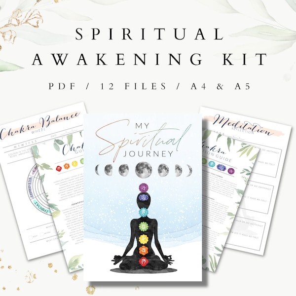 Spiritual Awakening Bundle, Spiritual Journal Kit, Meditation Journal, Meditation Guide, Chakra Balancing, Chakra Healing, INSTANT DOWNLOAD