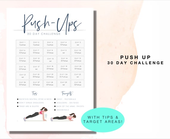 Fitness 30 Day Challenge Printable / Squat Challenge / Plank Challenge / Pushup  Challenge / Fitness Exercises / Instant Download 