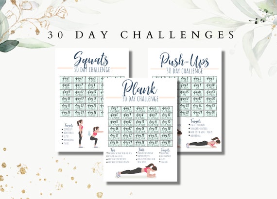 30 Day Challenges Plank Challenge Pushup Challenge Squat Etsy