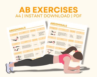 Guía imprimible de ejercicios abdominales / Ejercicios para el core paso a paso (Descarga digital)