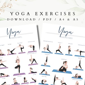 Ejercicios de yoga imprimibles, posturas de yoga, guía de yoga, gurú de yoga, póster de yoga, trituración corporal, guía de acondicionamiento físico, espiritual, descarga instantánea, imprimible