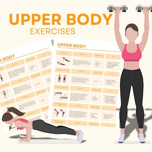 Upper Body Exercise Guide Printables | Toned Arms, Shoulders & Back Templates | Bodyweight and Dumbbell Exercises | Instant Download | PDF