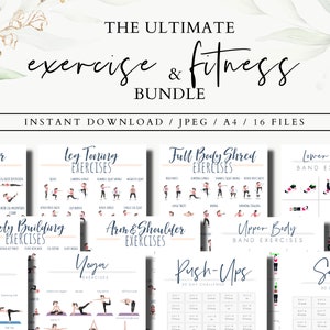 Ensemble ultime d'exercices et de remise en forme, exercices de musculation, ensemble de perte de poids, exercices de yoga, défis de remise en forme, bandes de résistance