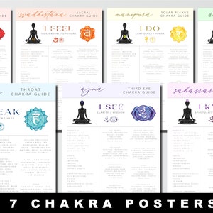 Spiritual Chakra Guide Posters Bundle, Affirmations, Spiritual Guide Bundle, Chakra Learning & Healing, Meditation, Digital Download