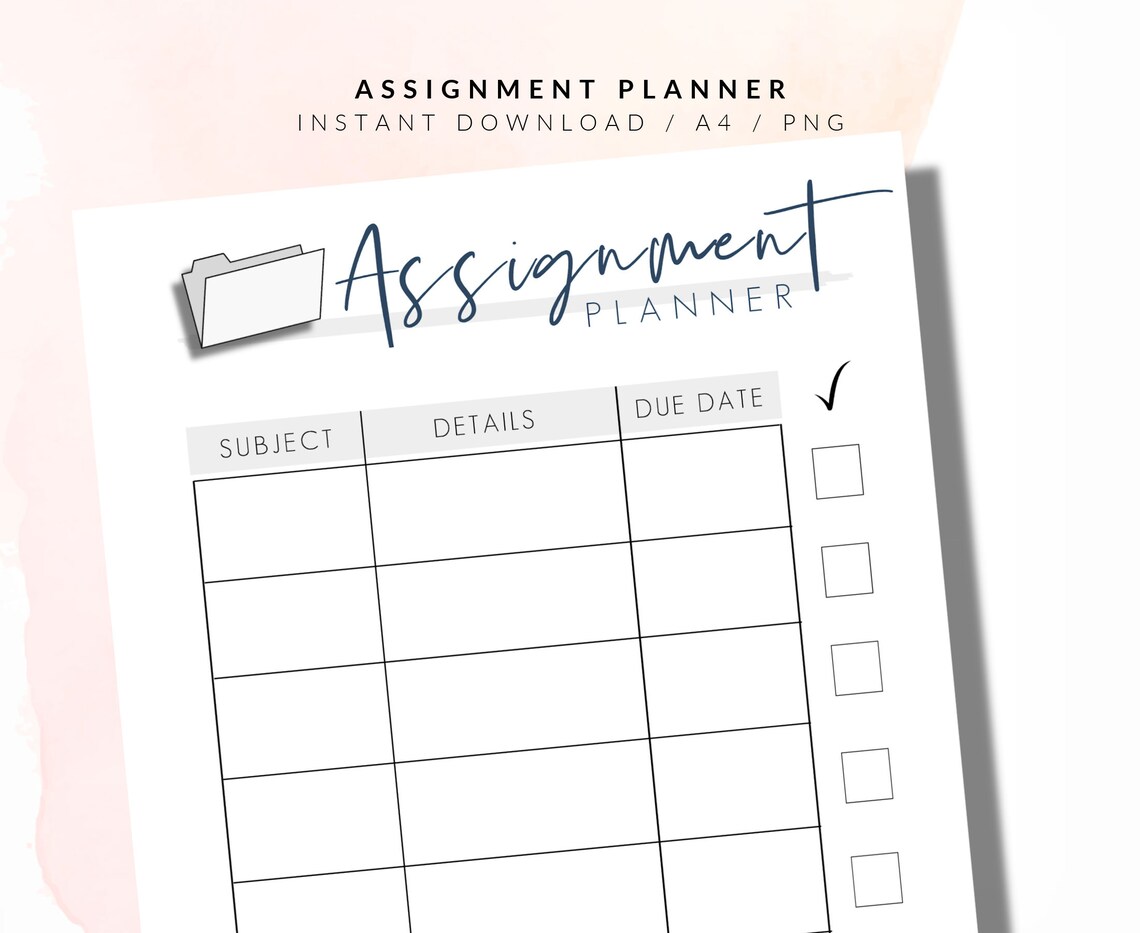 Assignment Planner Printable / Student Planner Printable / | Etsy