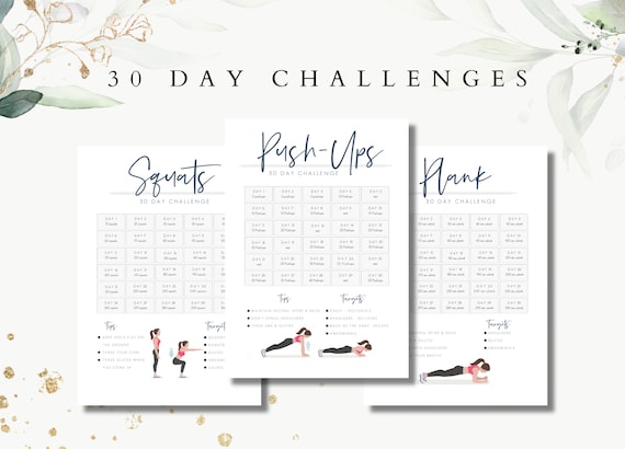 Fitness 30 Day Challenge Printable Squat Challenge Plank