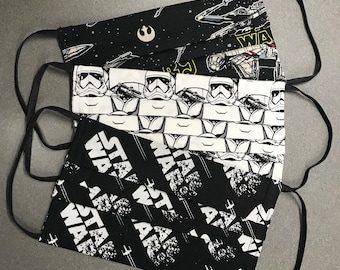 Star Wars Pleated Pocket Filter Mask-Nose Wire, 100% Cotton Fabric, Made in USA, Reusable & Washable, Elastic Ear Straps, Adult Face mask