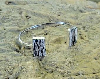 Sterling Silver White Buffalo Double Stone Cuff - Handmade