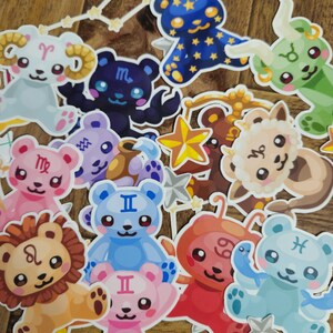 Zodiac Bear Sticker Pack | 12 Cute Astrology Bears + Stars & Constellations