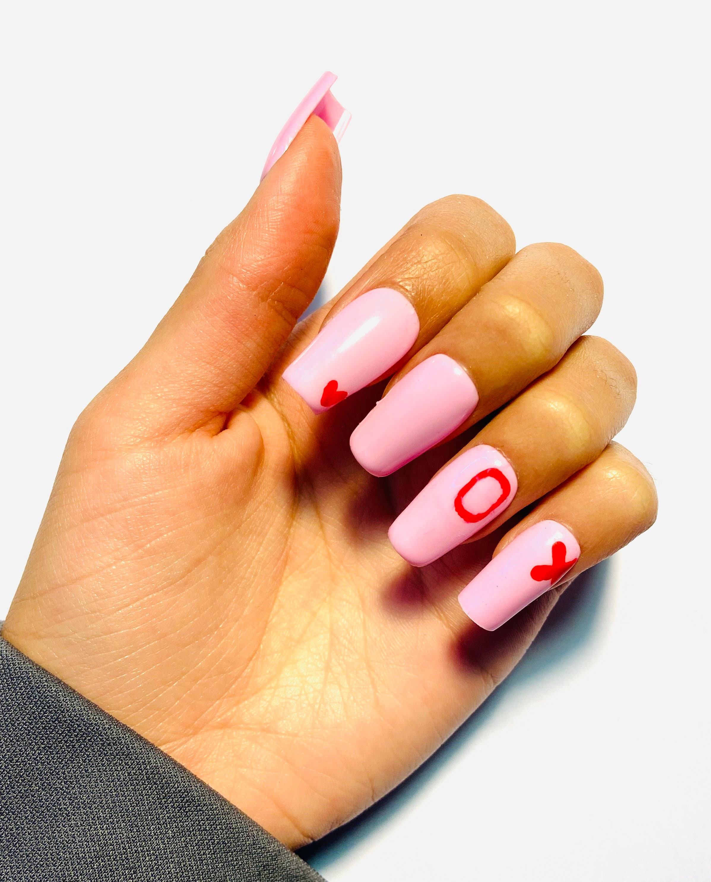 Valentines nails XOXO comes with kit to prep your nails Etsy