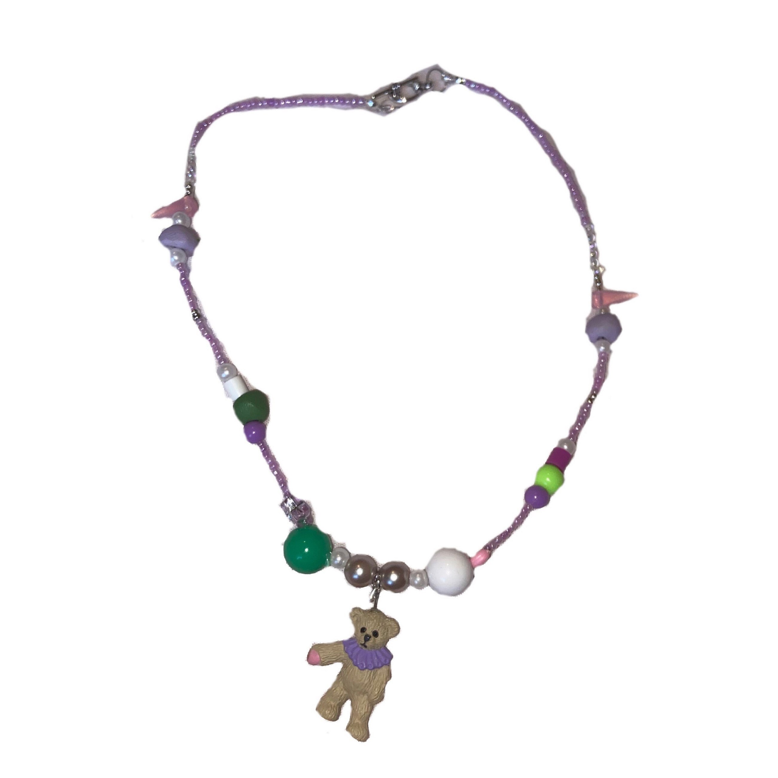 Beaded teddy bear necklace Etsy