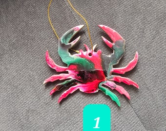 Colorful and Sparkly Beach Crab Ornaments