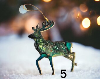 Wildlife Leaping Deer Reindeer Resin and Wood Ornaments