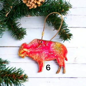 Buffalo Wildlife Bison Resin and Wood Ornaments