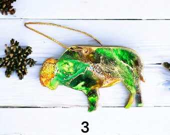 Buffalo Wildlife Bison Resin and Wood Ornaments