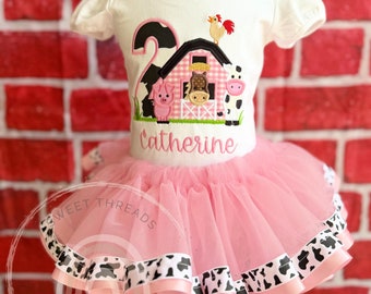Barn Farm Birthday Tutu Outfit | Horse Cow Pig Farm Birthday Shirt | Farm Animal Birthday Tutu Outfit | Cow Birthday Tutu