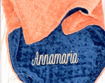 Monogrammed Minky Baby Blanket | Personalized Baby Shower Gift | Any Color Combination