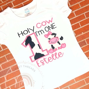 Holy Cow I’m One Birthday Shirt With Name | First Birthday Cow Shirt | Cow Birthday Shirt | Holy Cow Birthday Shirt | Cow Birthday Party