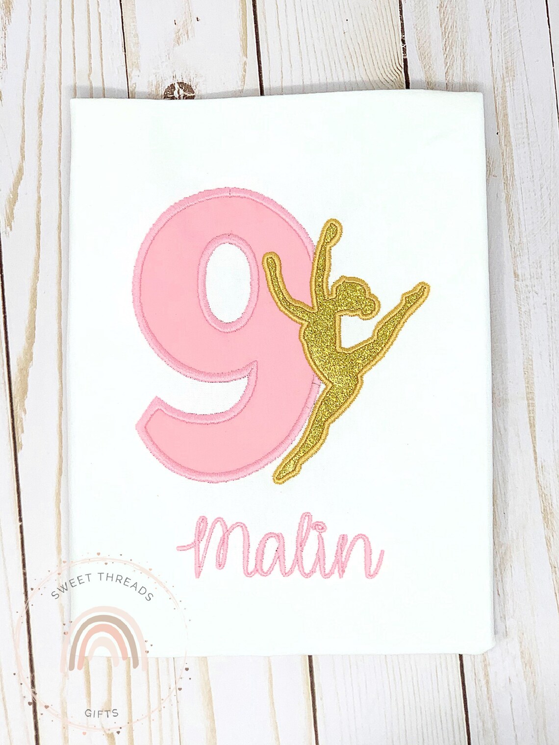 Pink and Gold Glitter Ballerina Birthday Shirt With Name Etsy